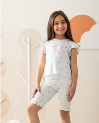 بيجاما كُم كورنيشة ريب قطن فراوله