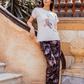 Silky pajamas, top, skirts, shoulder print, girl’s print, brick trousers