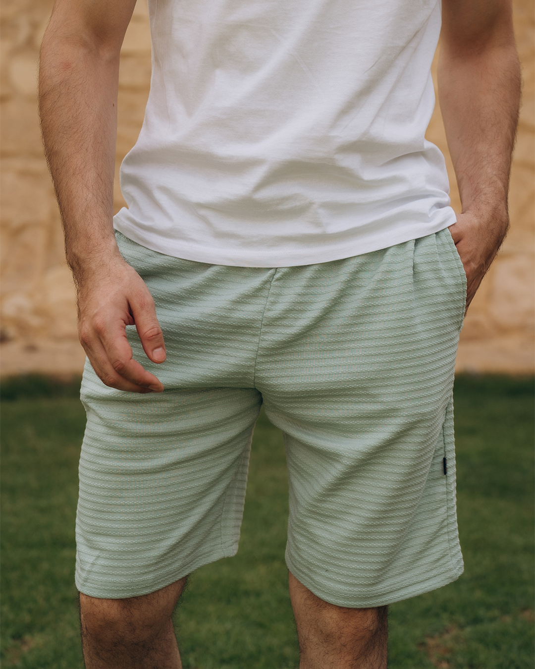 Men's jacquard striped shorts
