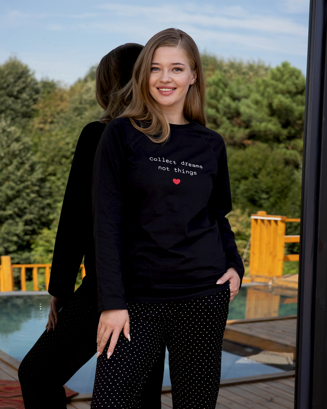 Collect dreams Thermal Polka dots pajamas for women, long sleeves