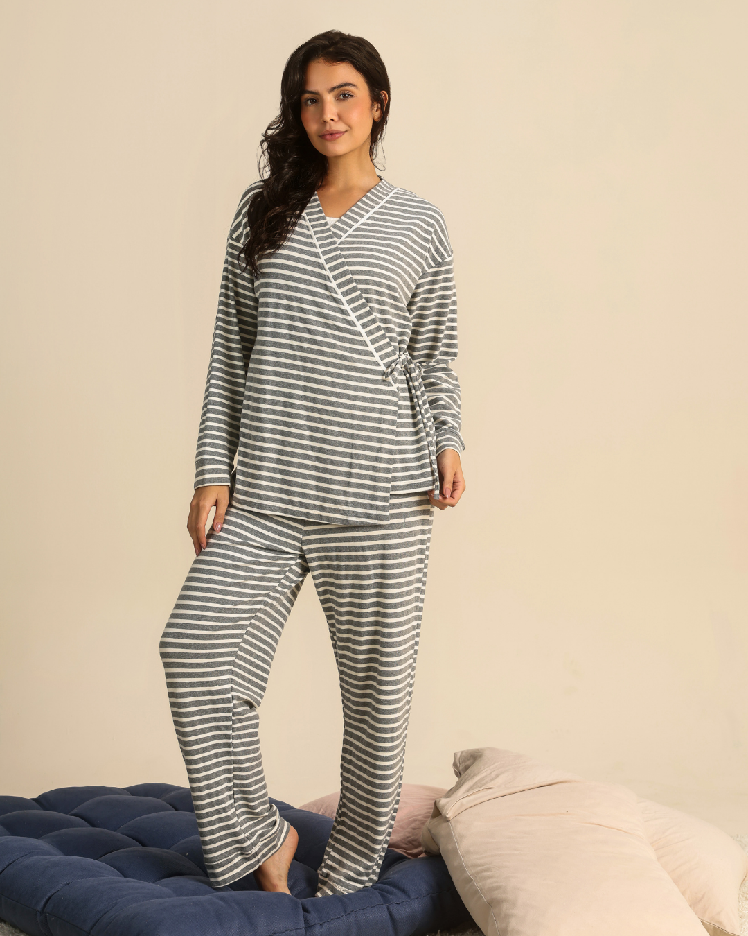 Women Wrap pajama in stripes