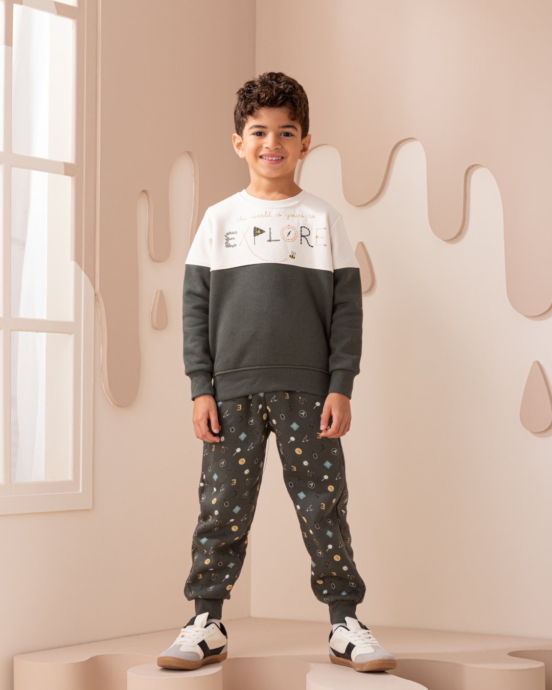 EXplore plain Milton pajamas for boys with Milton print