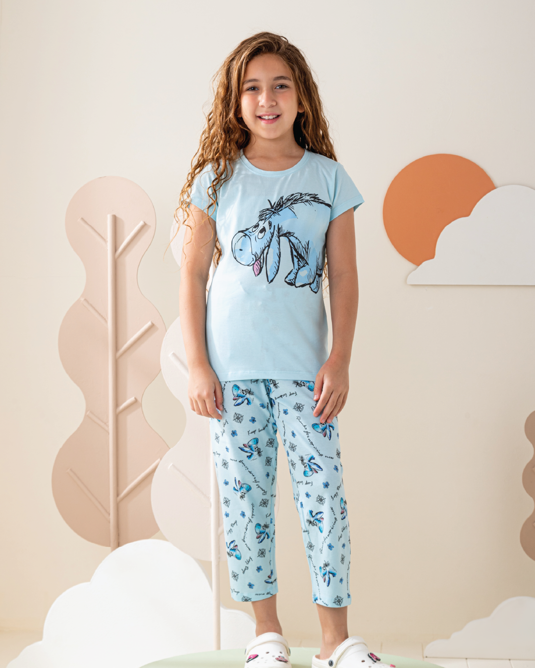 بيجاما بناتي نص كم و بنتكور ايوري