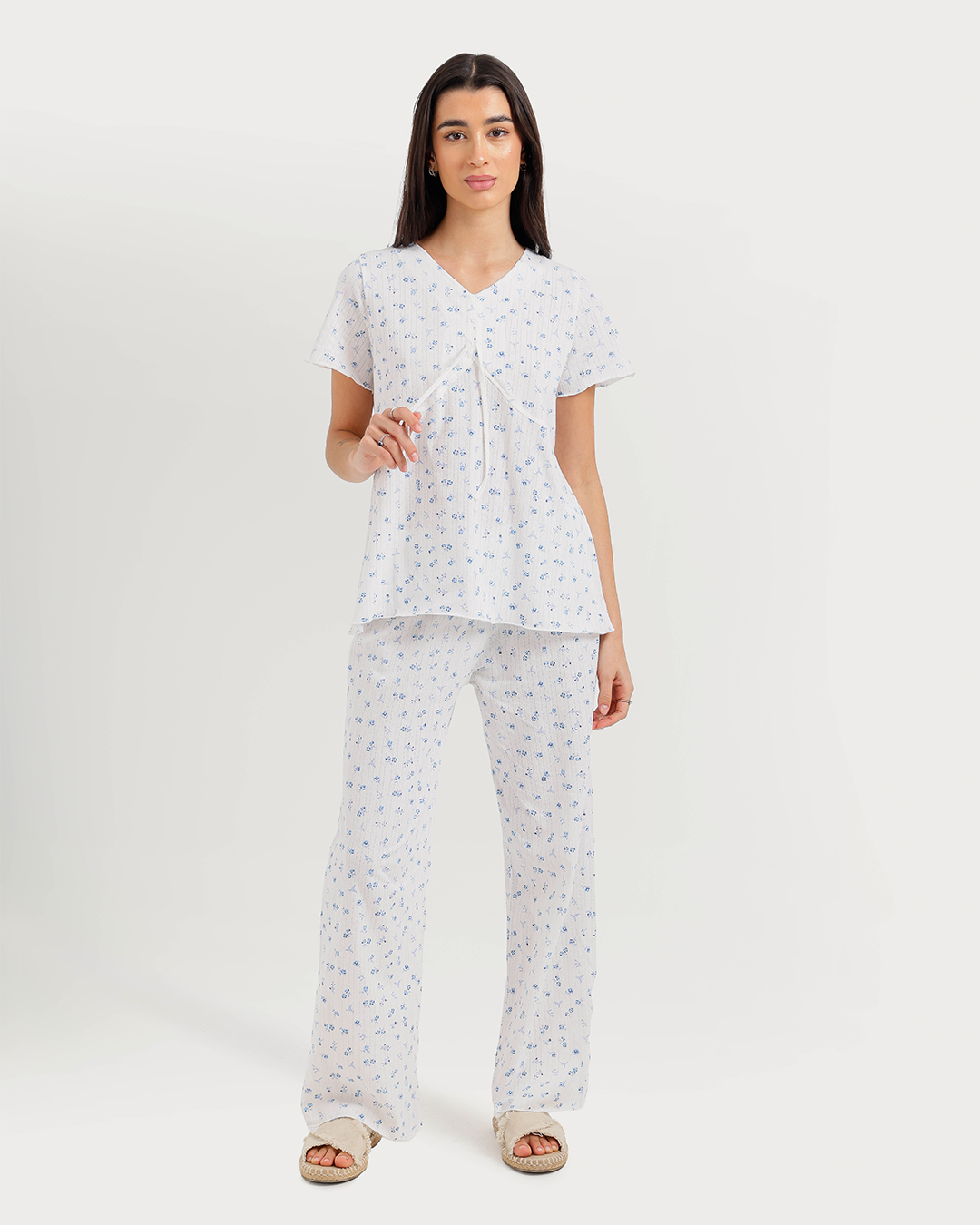 Women's half-sleeve jacquard pants pajamas