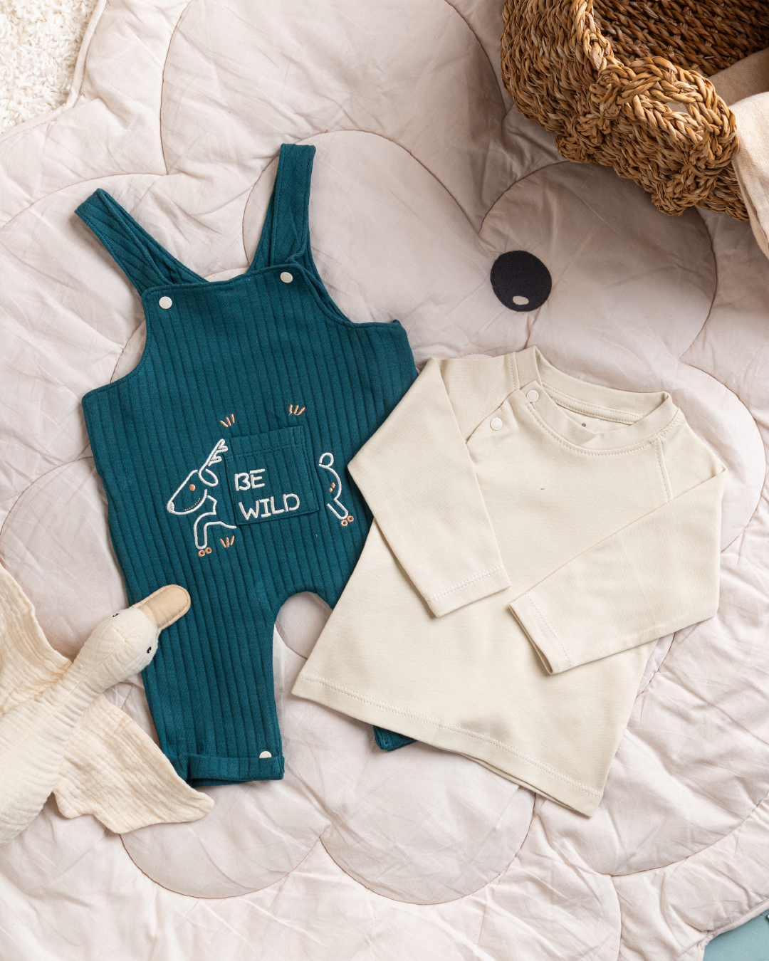 Animal Worl سالوبيت بيبي مطبوع حمالة وتيشرت كم