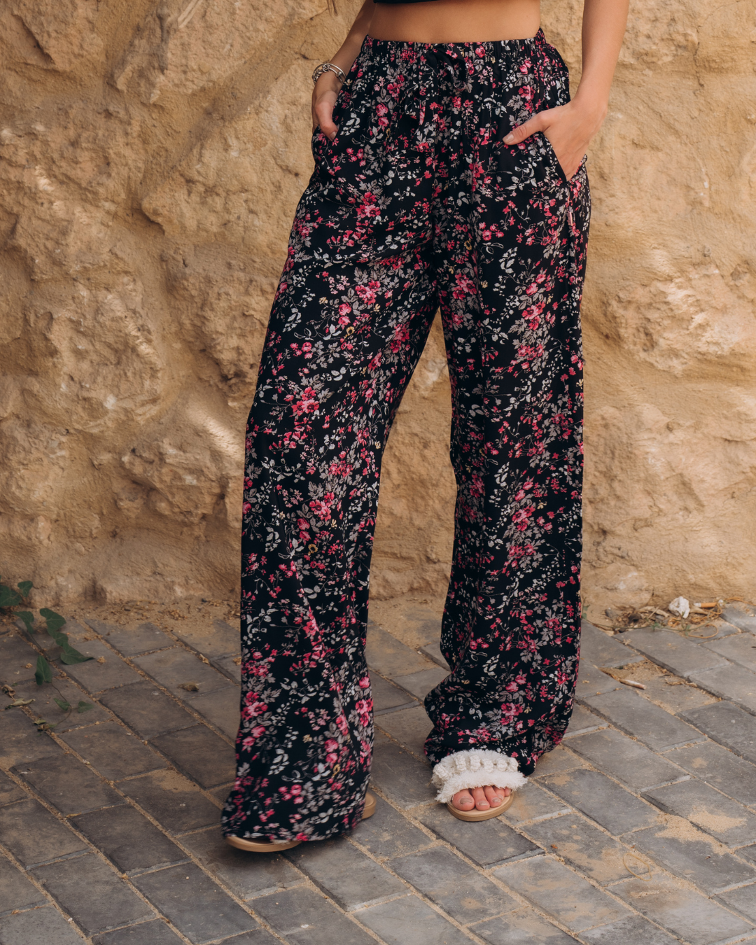 Colorful rose viscose pants