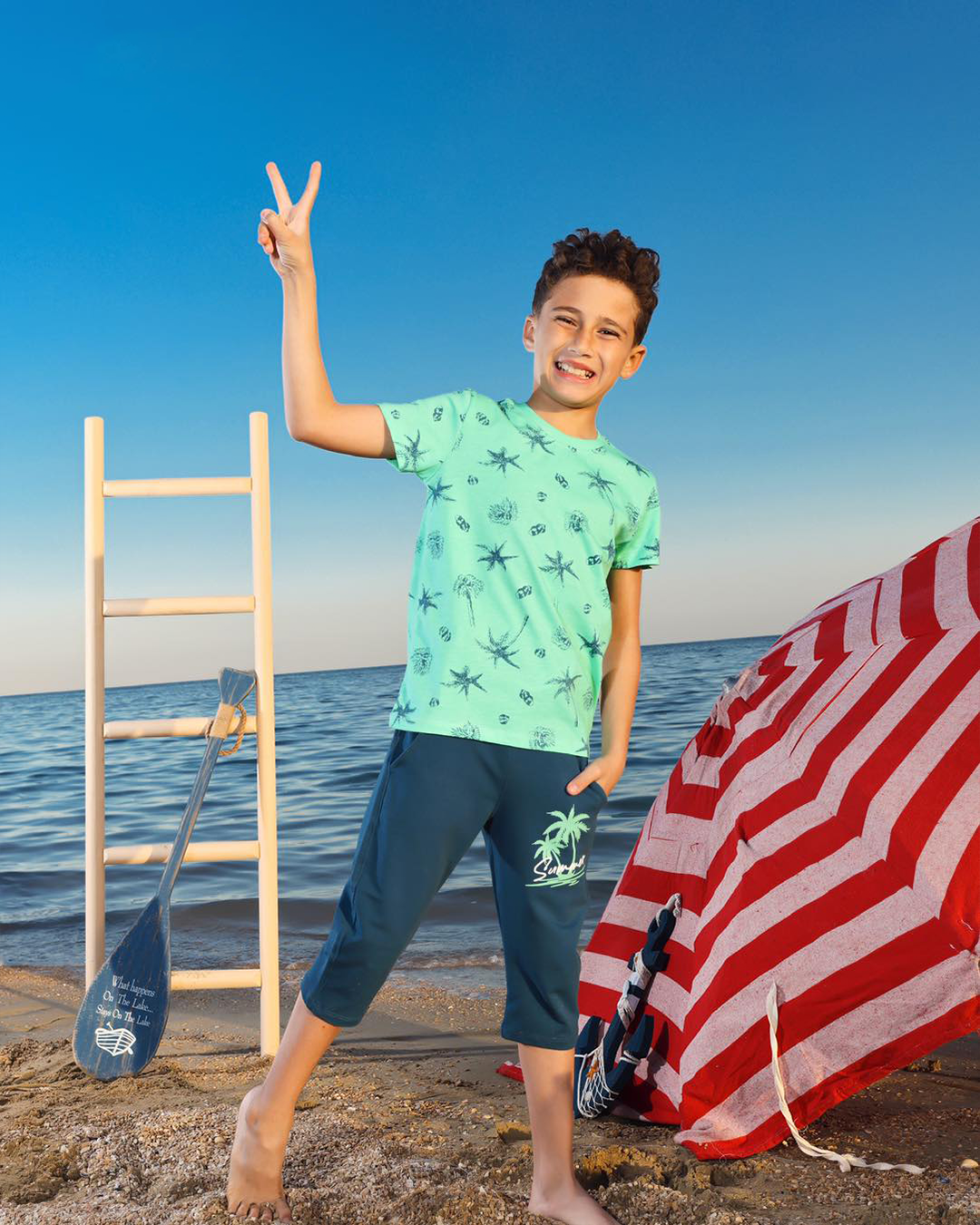 summer palm بيجامه اولادي اطفال نص كم وشورت