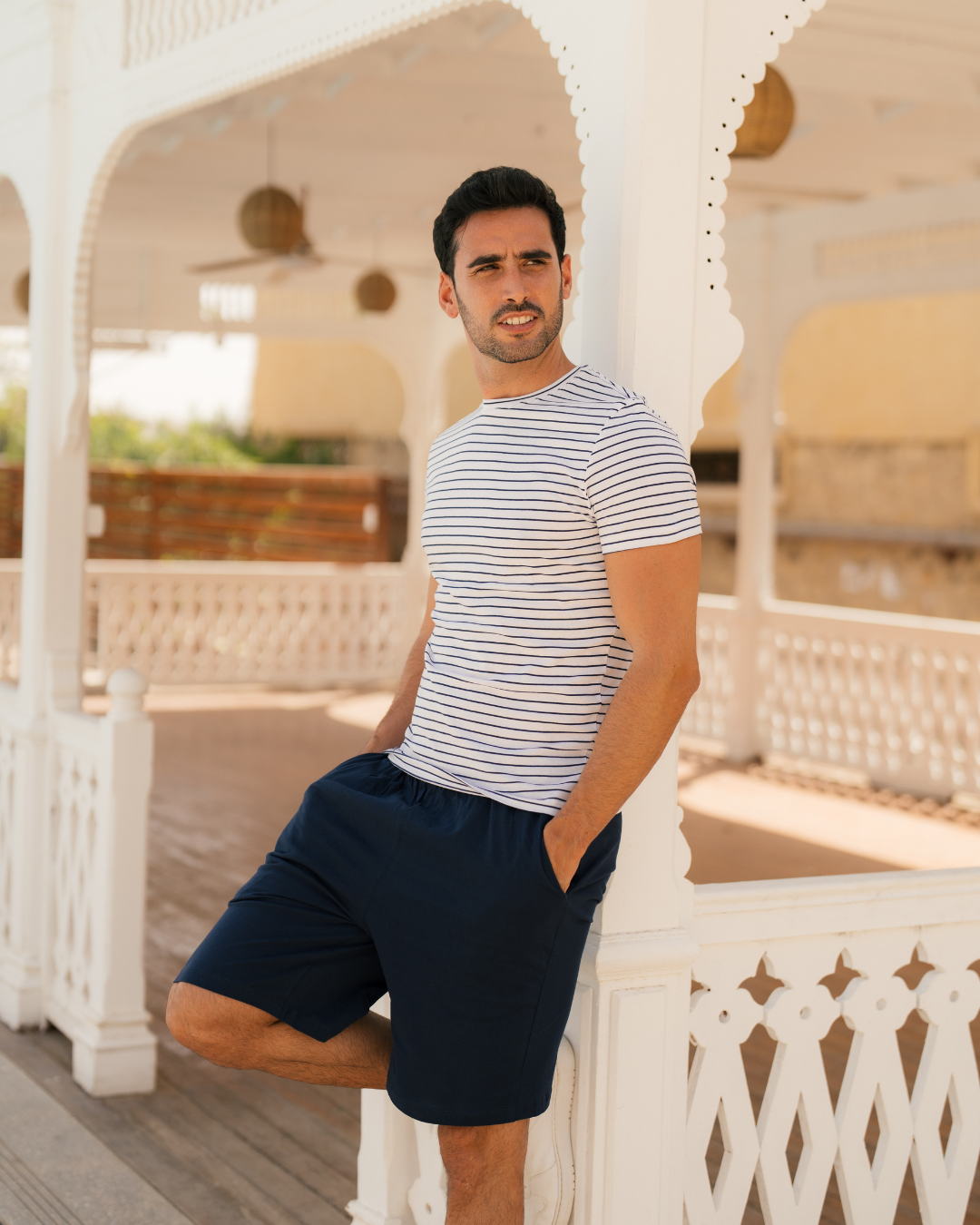 بيجاما رجالي نص كم مقلم