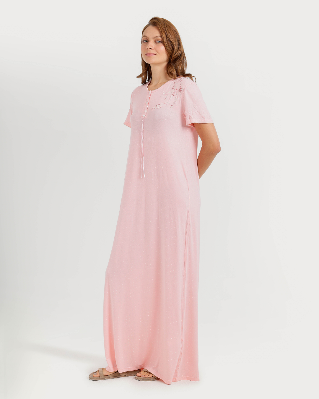 Women's Long Half Sleeve Jalabiya with Flower Branches