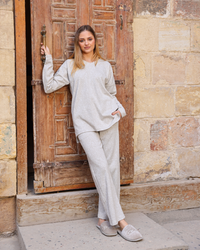 Spring time women's pajamas with sleeves and trousers