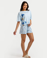 بيجاما شورت حريمي بطبعة مرحة