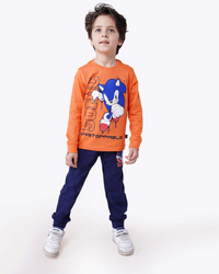 Sonic بيجامه اولادي بكم و بنطلون طباعه صدر وبنطلون سونيك