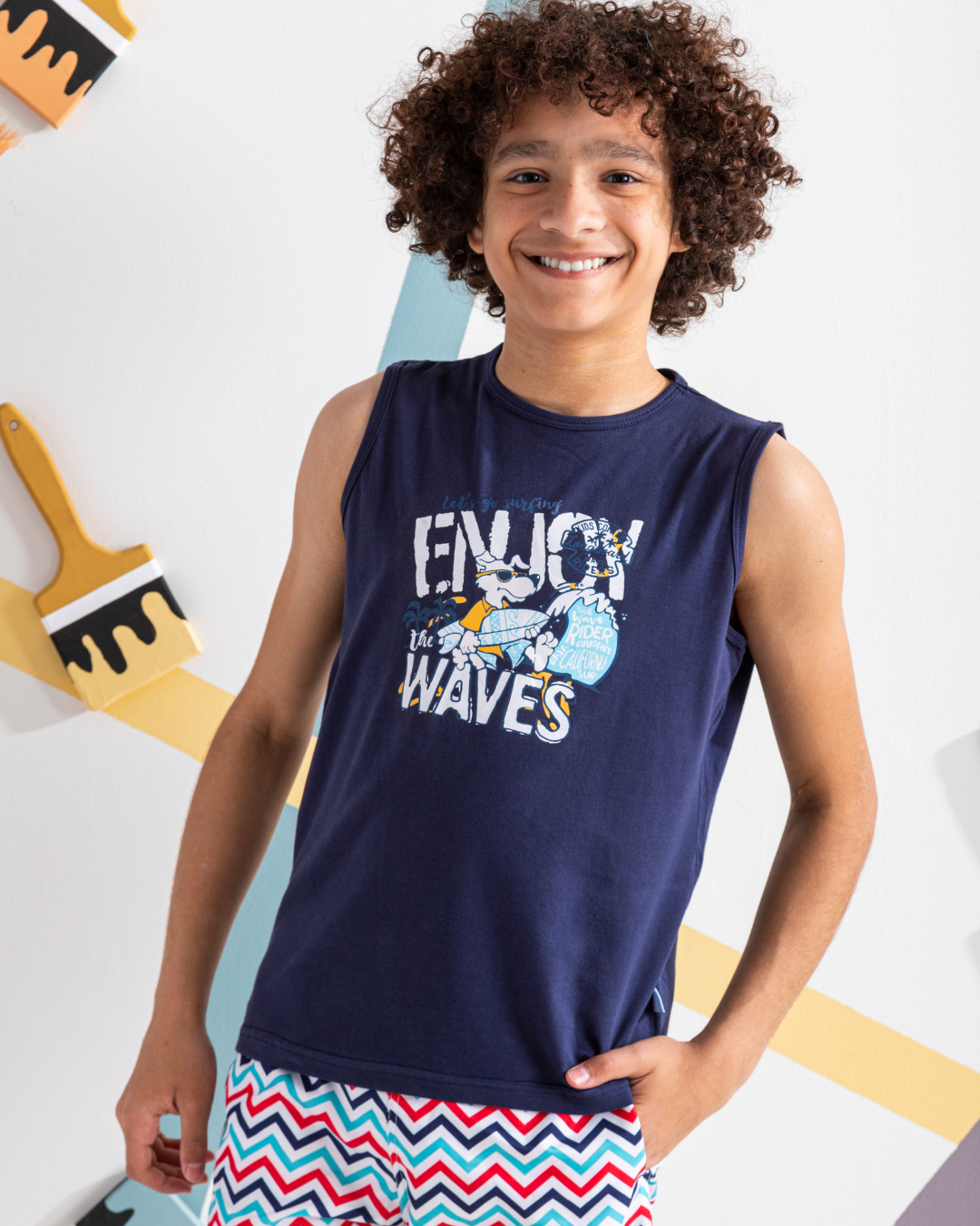 Enjoy Waves تيشرت اولادي كت قطن 100%