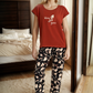BLOOM in grace Women's pajamas with half-sleeved T-shirt and printed pants