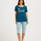 Women's Short Sleeve Pajama Set with Capri Pants
