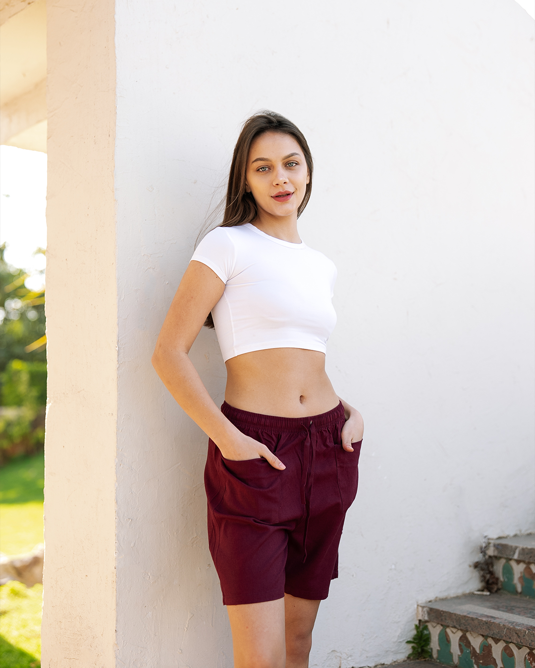 شورت كتان بجيوب