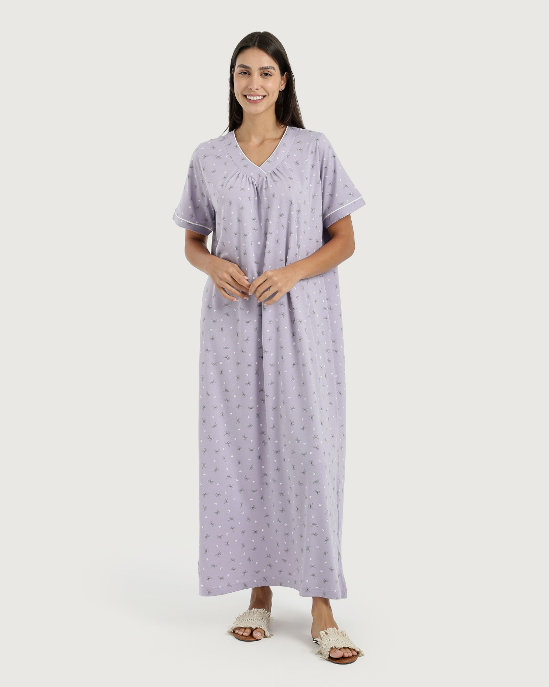 قميص نوم حريمي طويل نص كم