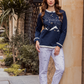 Women's long sleeve pajamas with long printed pants