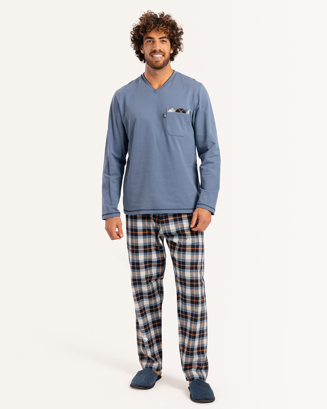 V بيجاما رجالى ميلتون توب سادة بنطلون  كاروه