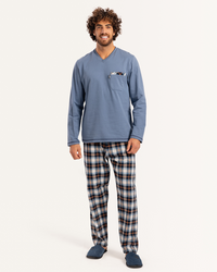 V بيجاما رجالى ميلتون توب سادة بنطلون  كاروه