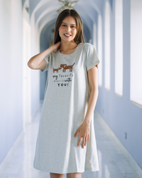 Cute Puppies قميص نوم حريمي نص كم