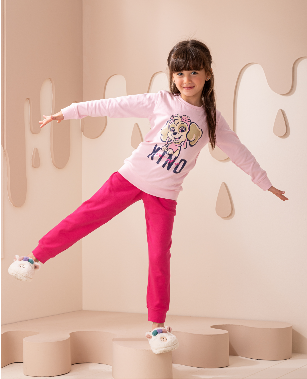 Kind girls set interlock print