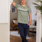 BURDA 26 Men's pajamas, long pants, half-sleeve T-shirt, embroidered stripes on the chest