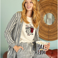 COFFE Women's pajamas, open longitudinal striped jacket and a T-shirt on the chest