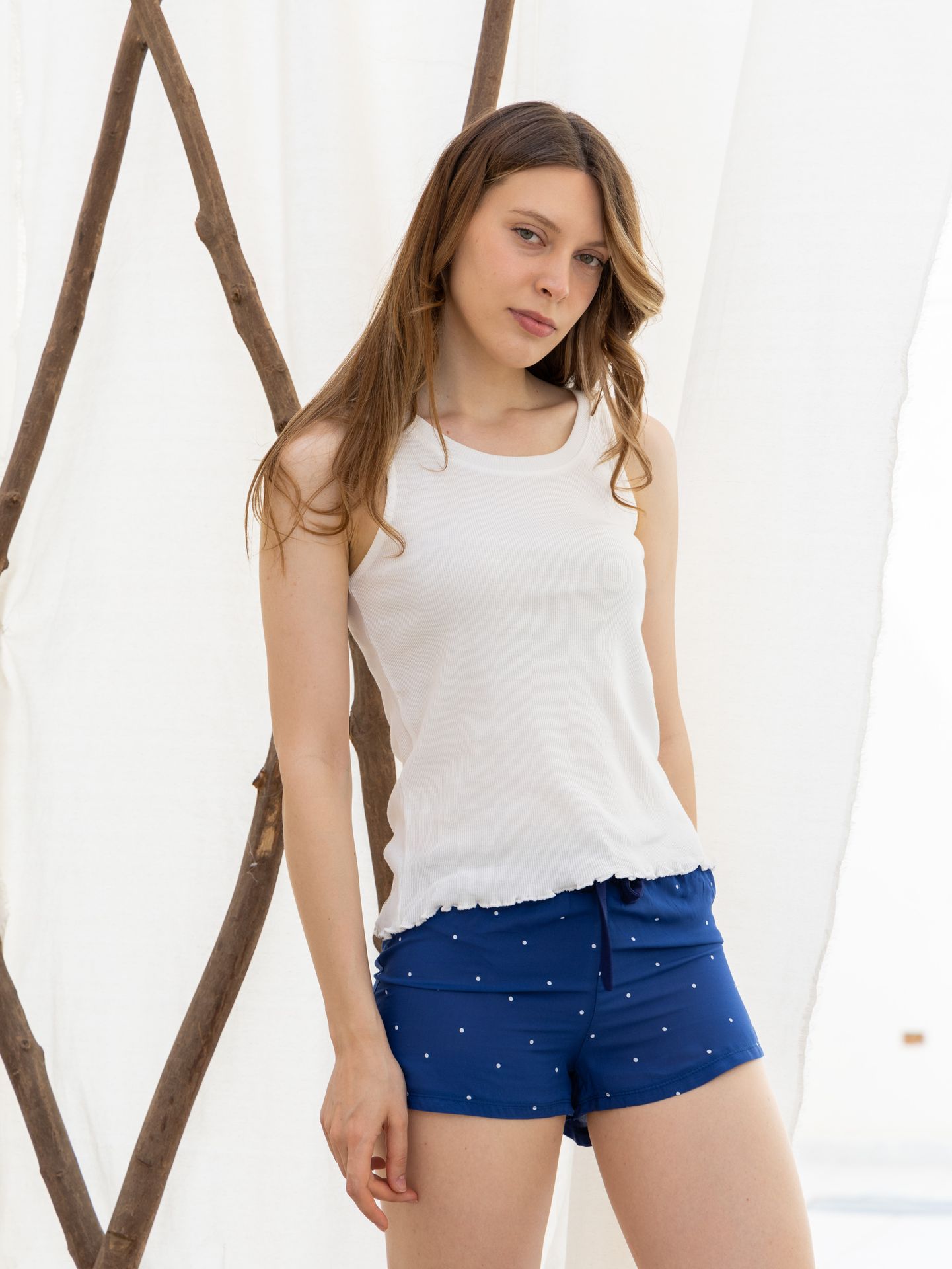 Women's pajamas with dotted shorts