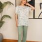 Women's half-sleeved round-neck pajamas with plain pants