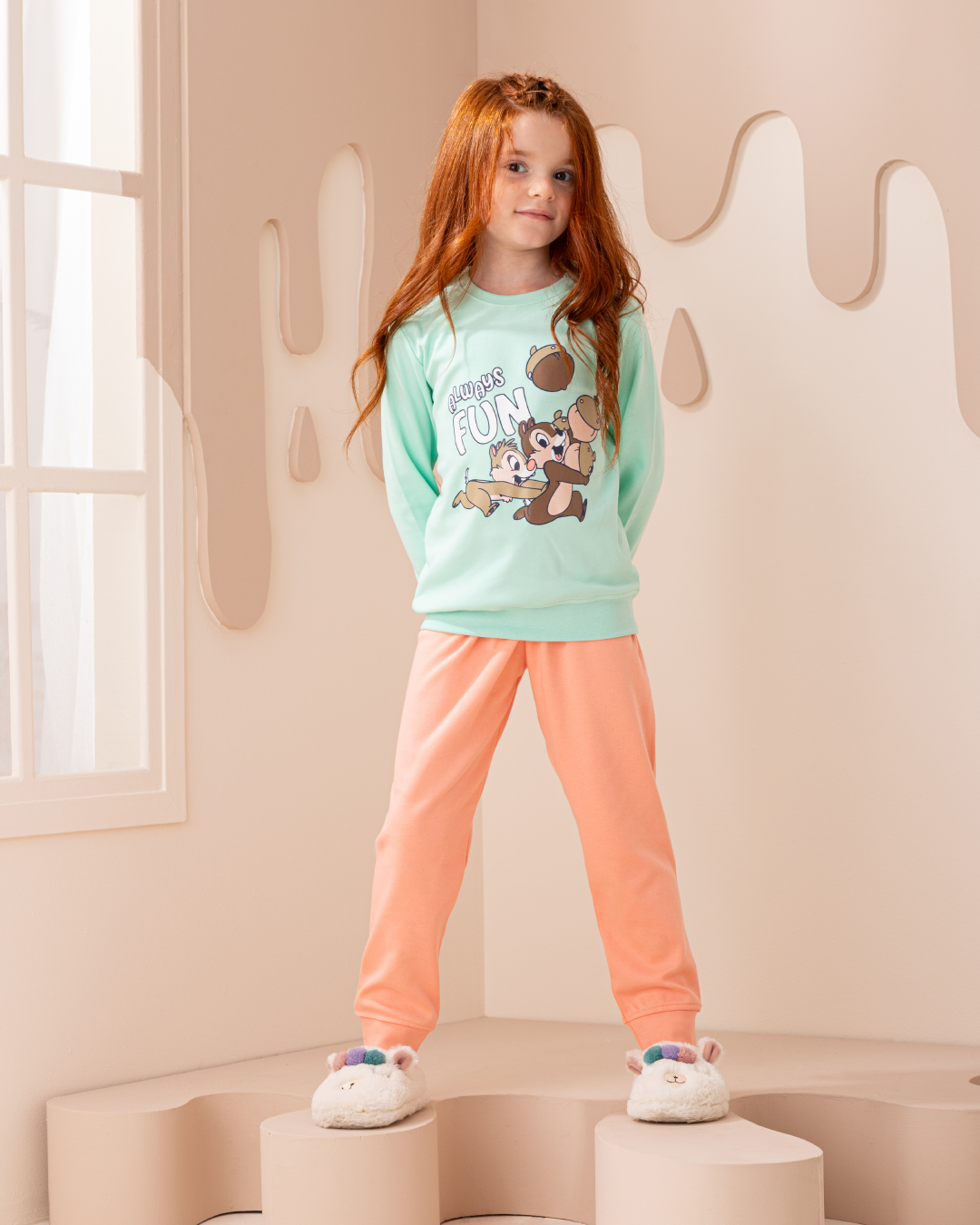 Girls' Squirrel Print Interlock Set