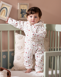 Christmas baby romper with printed cape