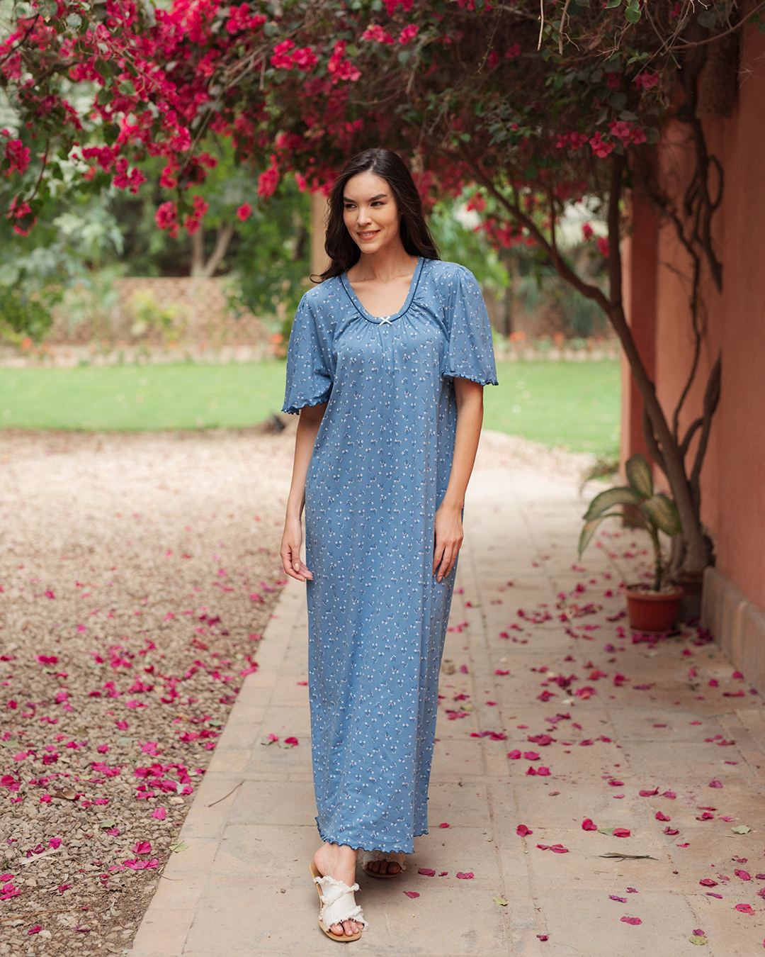 قميص نوم حريمى مطبوع نصف كم