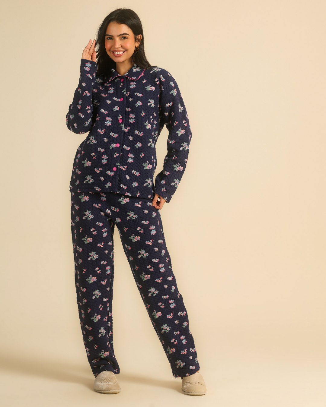 Women's quilted floral pajama set