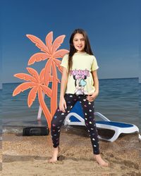 mini heart girls' children's pajamas, half sleeves and trousers