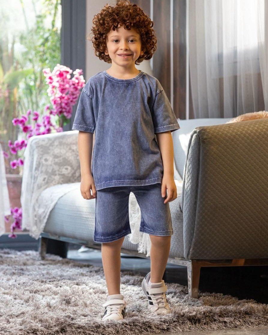 washed بيجاما اولادي تيشرت و شورت