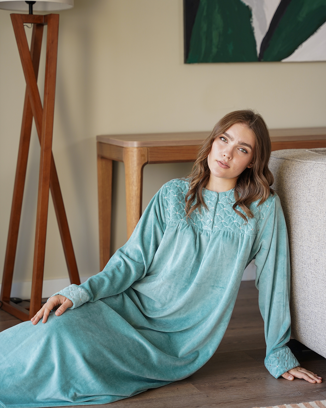 قميص نوم حريمي سفره تطريز كابتونيه قطيفه