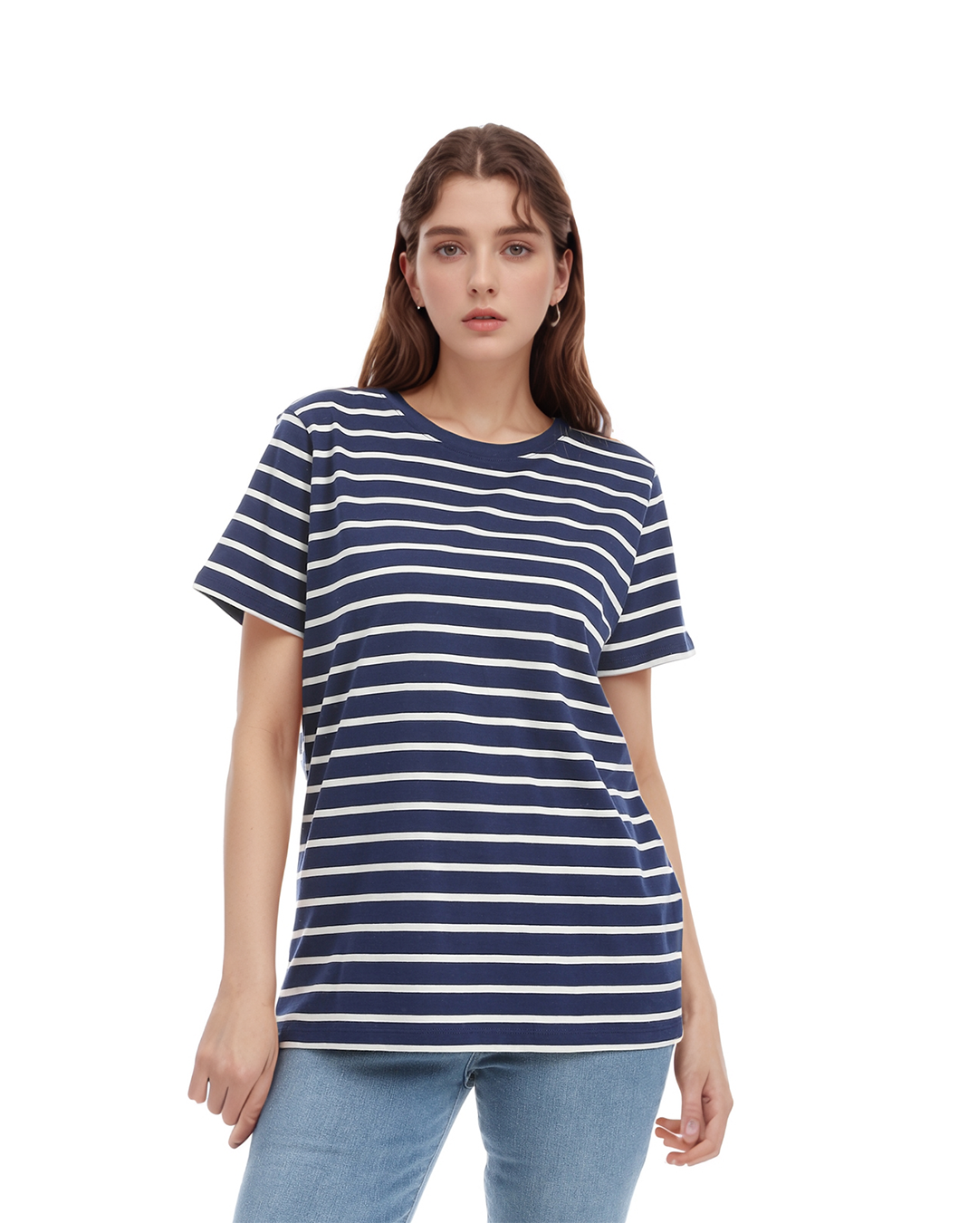 Lands End تي شيرت بيزك حريمي راوند