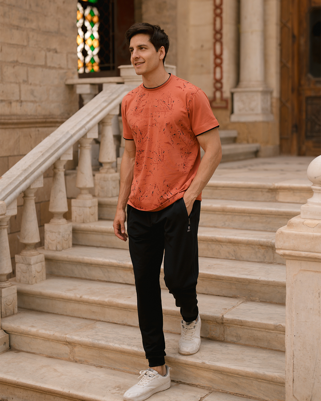 established 1998 بيجامه رجالي حوض شروال طابعة علي الصدر