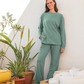 Women's long-sleeved pajamas, plain cashmere