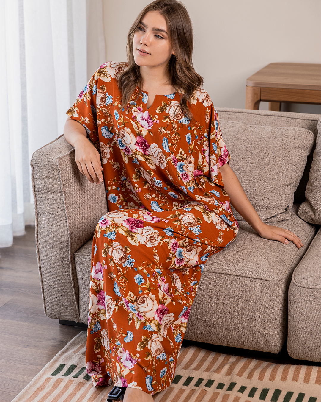 126 قميص فسكوز نص كم  مشجر