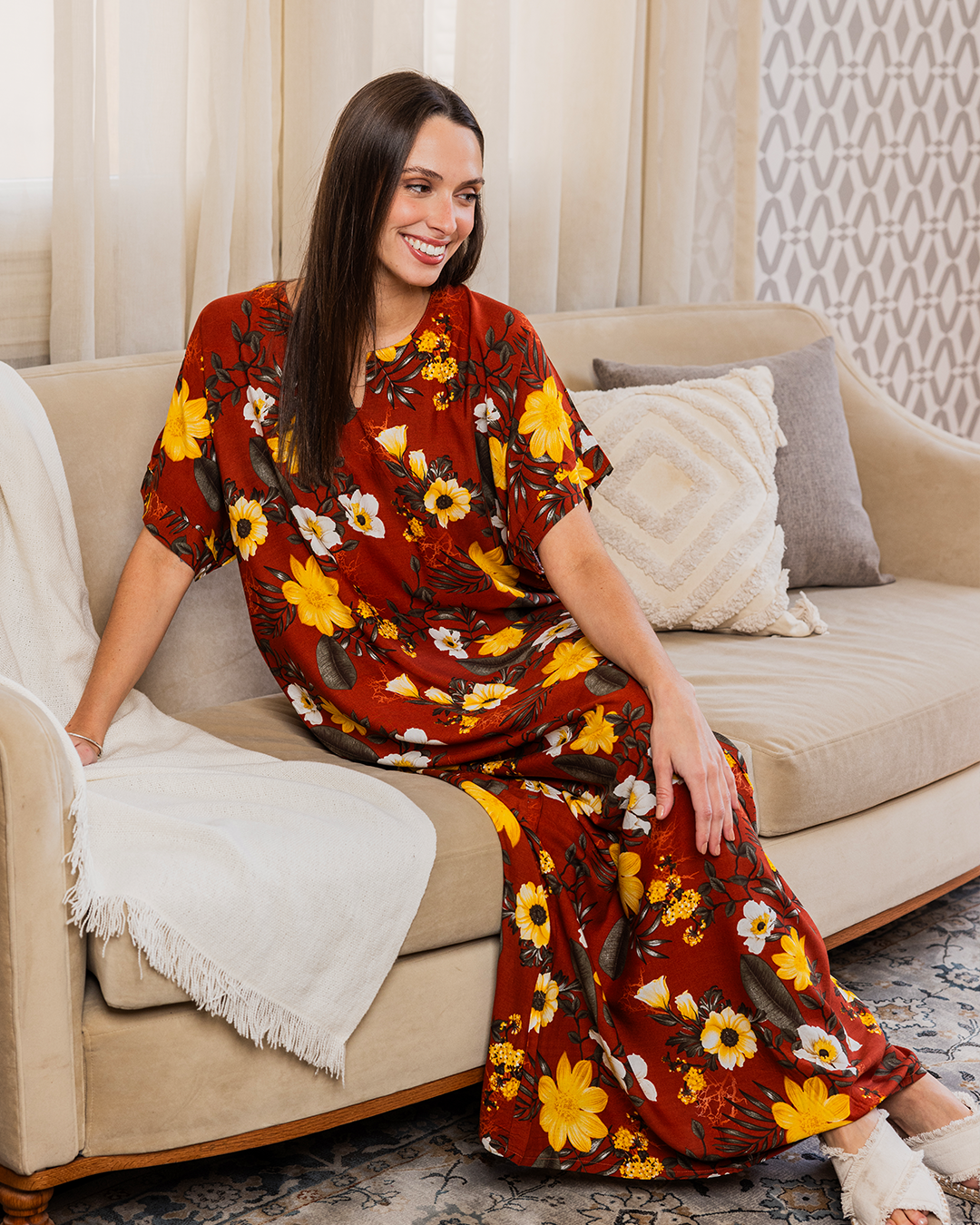 132 قميص فسكوز نص كم مشجر