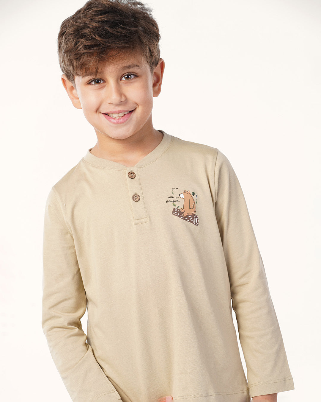 بيجاما بنطلون قطن و توب كُم طويل دب و شجره