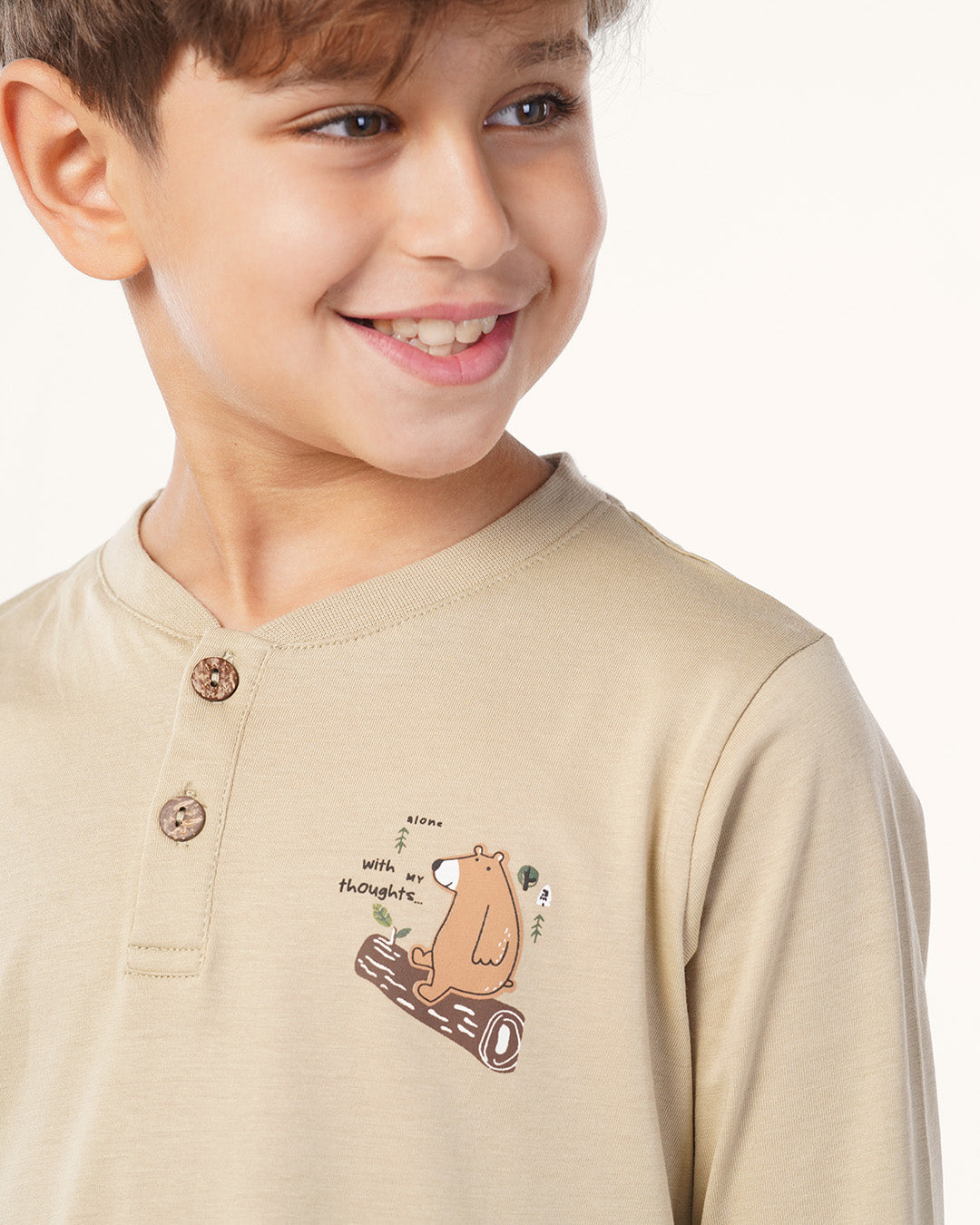 بيجاما بنطلون قطن و توب كُم طويل دب و شجره