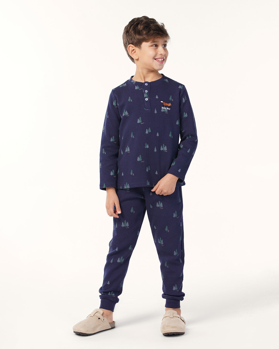 بيجاما بزراير أشجار الكريسماس