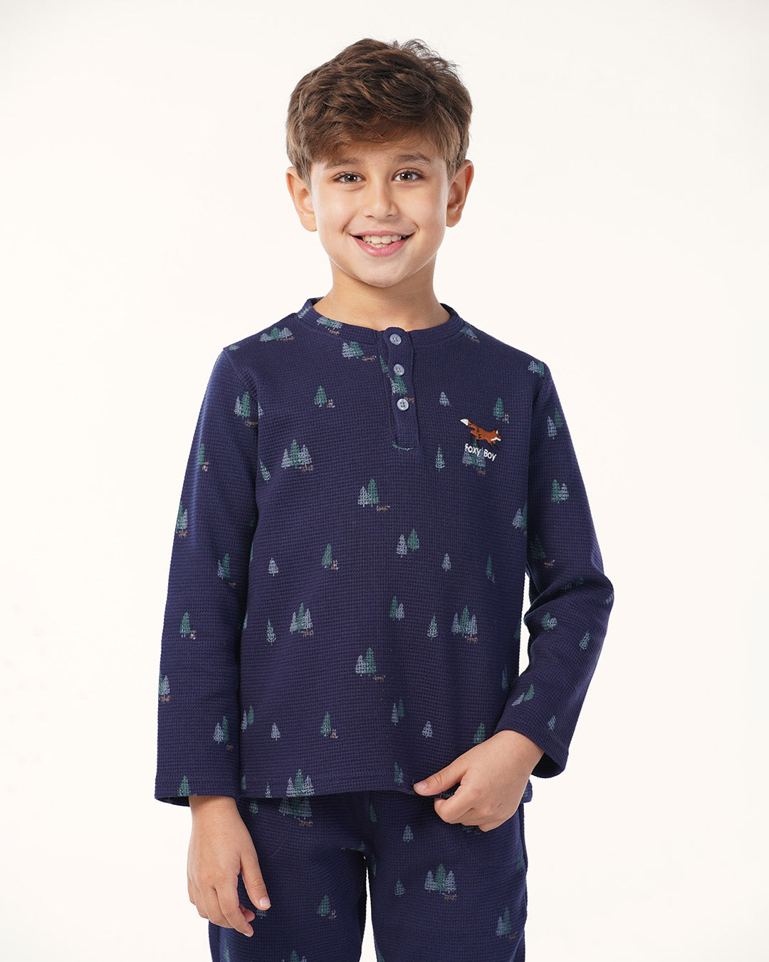 بيجاما بزراير أشجار الكريسماس