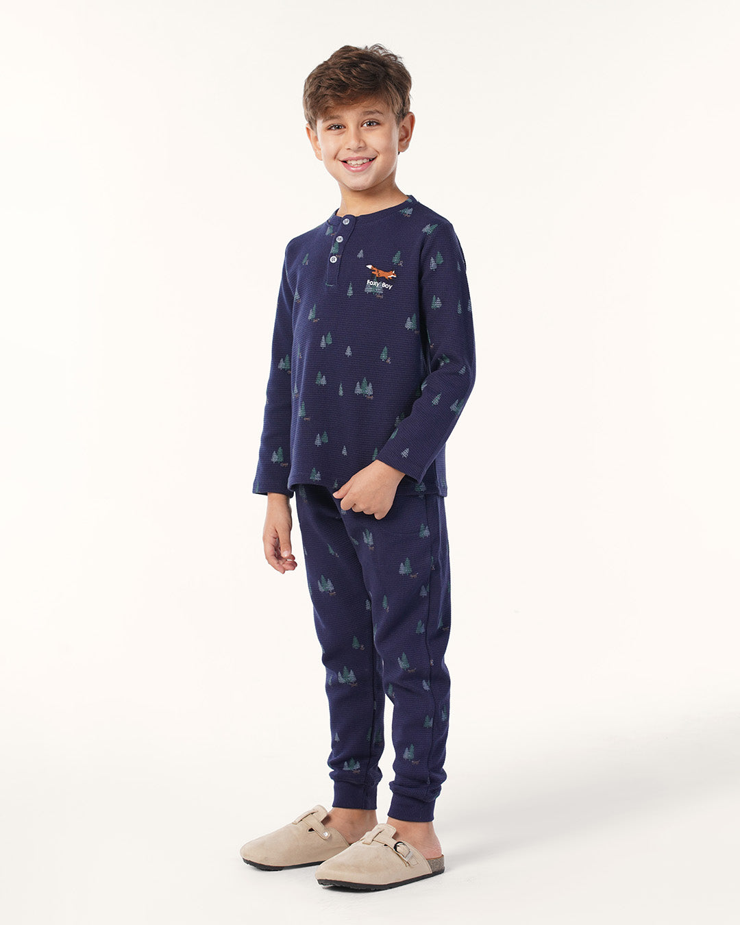 بيجاما بزراير أشجار الكريسماس