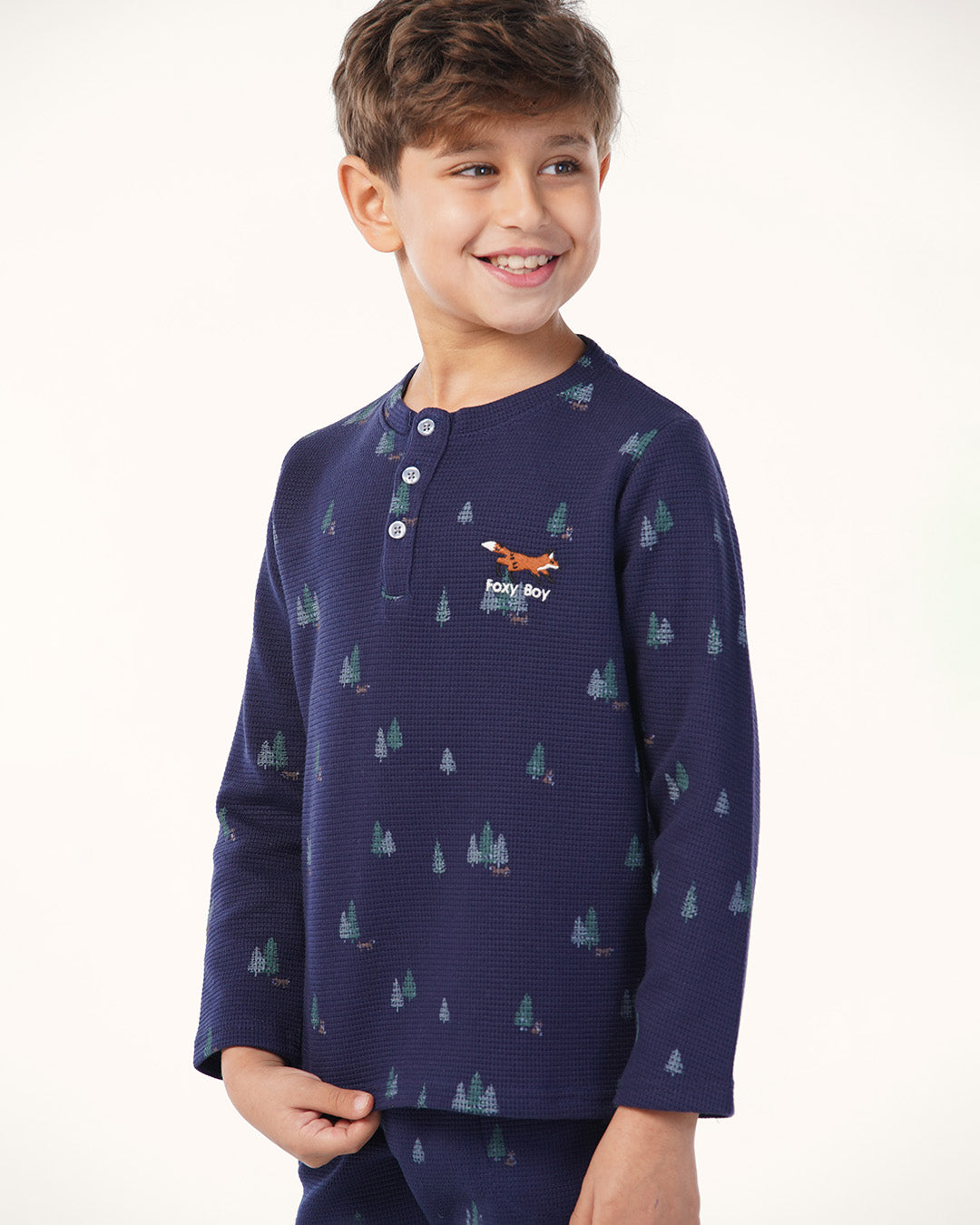 بيجاما بزراير أشجار الكريسماس