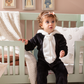 baby panda baby jumpsuit with cabochon and polar zippers lined with fur