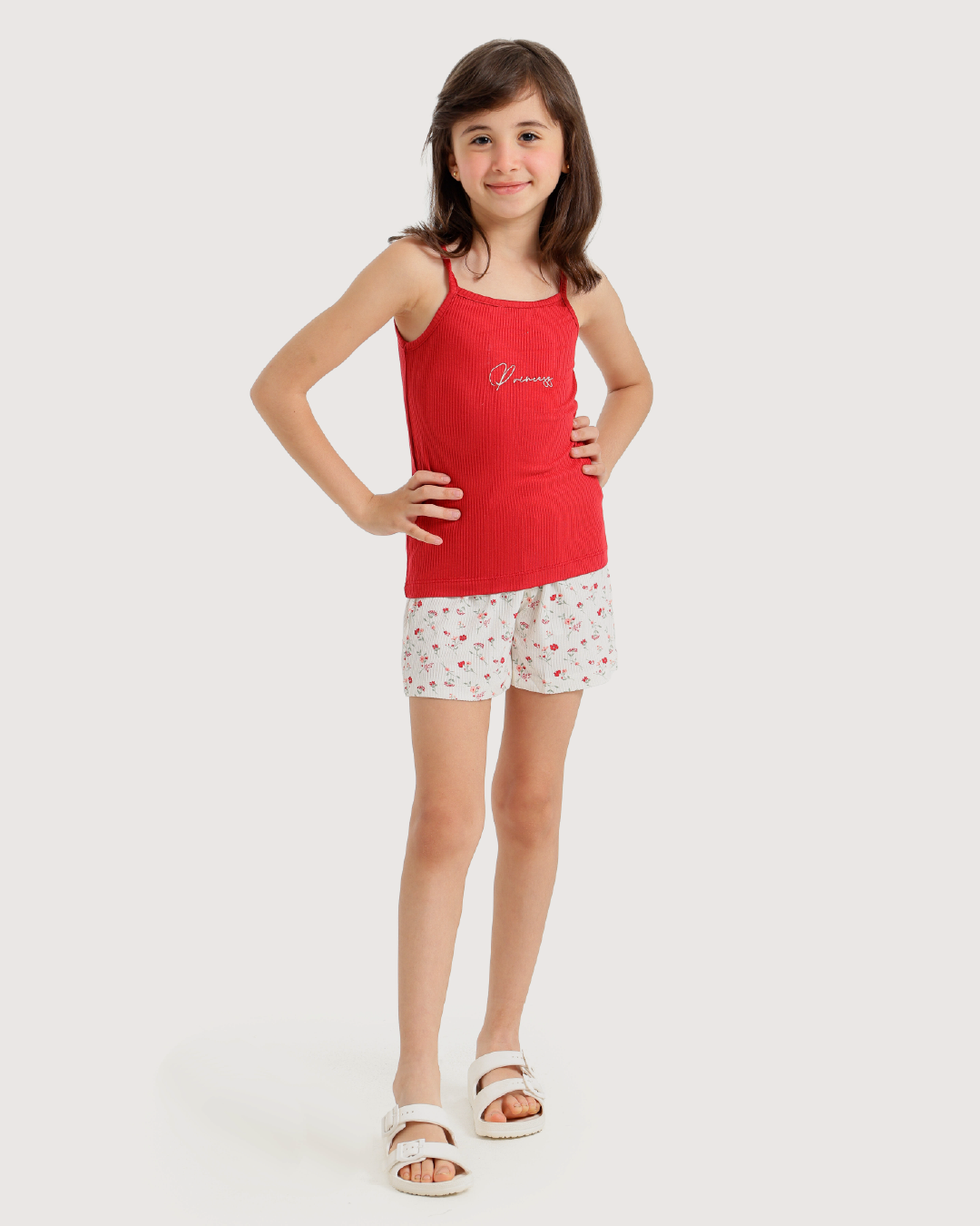 بيجاما أنيقة للبنات الصغيرات بطبعة زهور